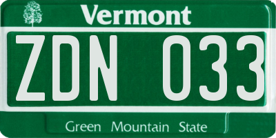 VT license plate ZDN033