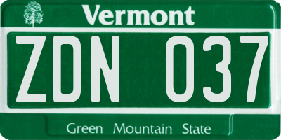 VT license plate ZDN037