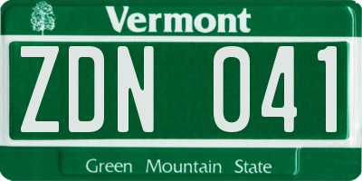 VT license plate ZDN041