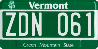 VT license plate ZDN061