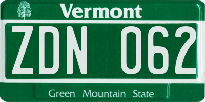 VT license plate ZDN062