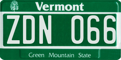 VT license plate ZDN066