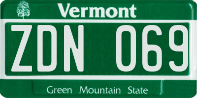 VT license plate ZDN069