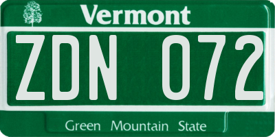 VT license plate ZDN072