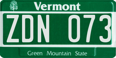 VT license plate ZDN073