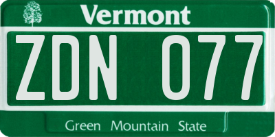 VT license plate ZDN077