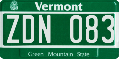 VT license plate ZDN083