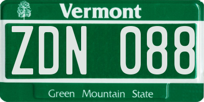 VT license plate ZDN088