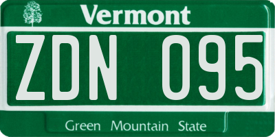 VT license plate ZDN095