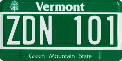 VT license plate ZDN101