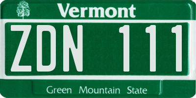 VT license plate ZDN111