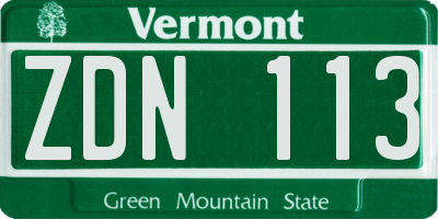VT license plate ZDN113