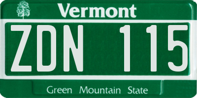 VT license plate ZDN115