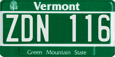 VT license plate ZDN116