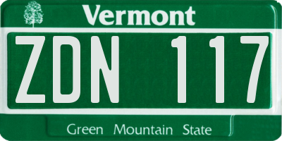 VT license plate ZDN117