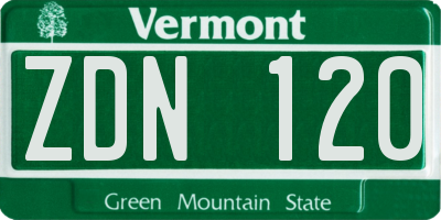 VT license plate ZDN120