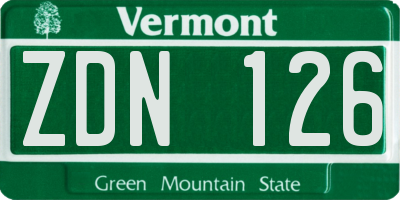 VT license plate ZDN126