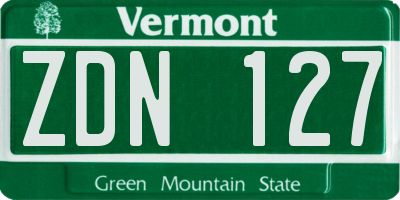 VT license plate ZDN127