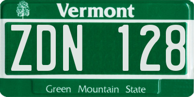 VT license plate ZDN128