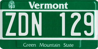VT license plate ZDN129