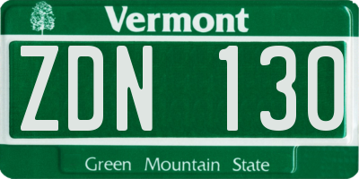 VT license plate ZDN130