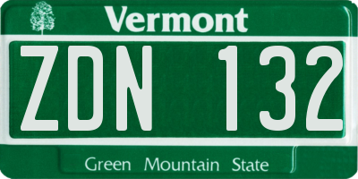 VT license plate ZDN132