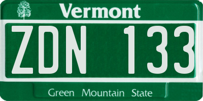 VT license plate ZDN133