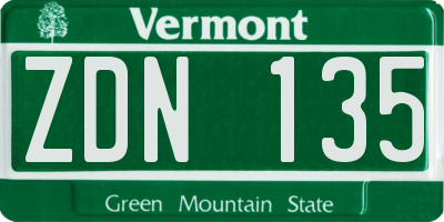 VT license plate ZDN135