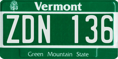 VT license plate ZDN136