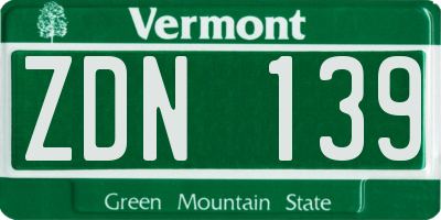 VT license plate ZDN139