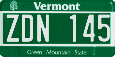 VT license plate ZDN145