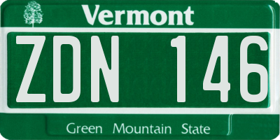 VT license plate ZDN146