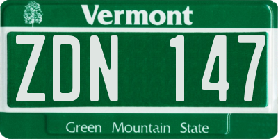 VT license plate ZDN147