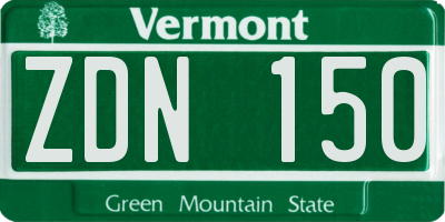 VT license plate ZDN150