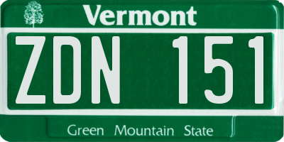 VT license plate ZDN151