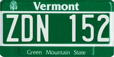 VT license plate ZDN152