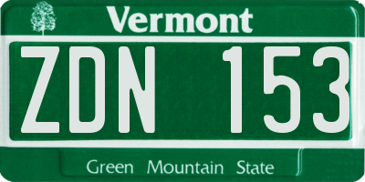 VT license plate ZDN153