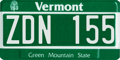 VT license plate ZDN155