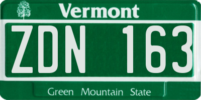 VT license plate ZDN163