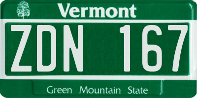 VT license plate ZDN167