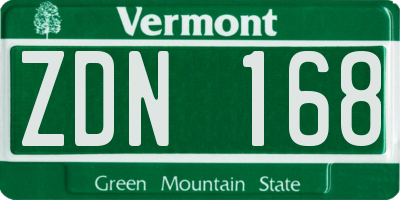 VT license plate ZDN168