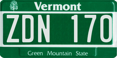 VT license plate ZDN170
