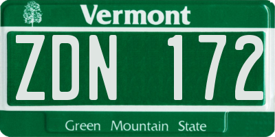 VT license plate ZDN172
