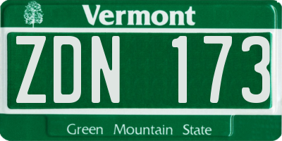 VT license plate ZDN173
