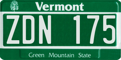 VT license plate ZDN175