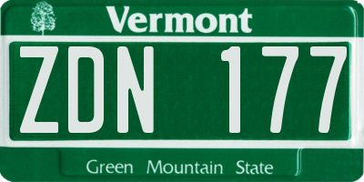 VT license plate ZDN177