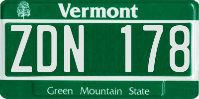 VT license plate ZDN178