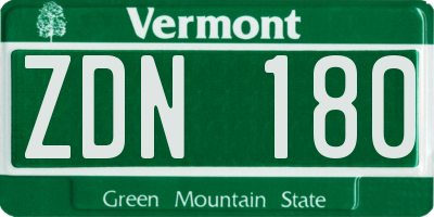 VT license plate ZDN180