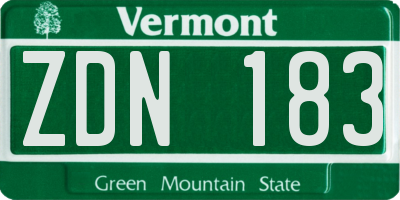 VT license plate ZDN183