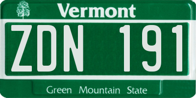 VT license plate ZDN191